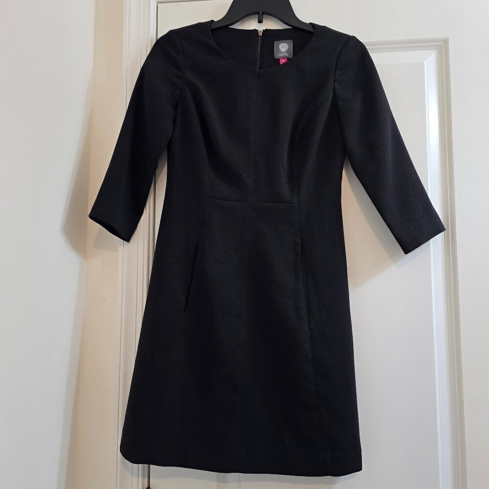 Vince Camuto Black Crepe A-Line Dress - Picture 2 of 11